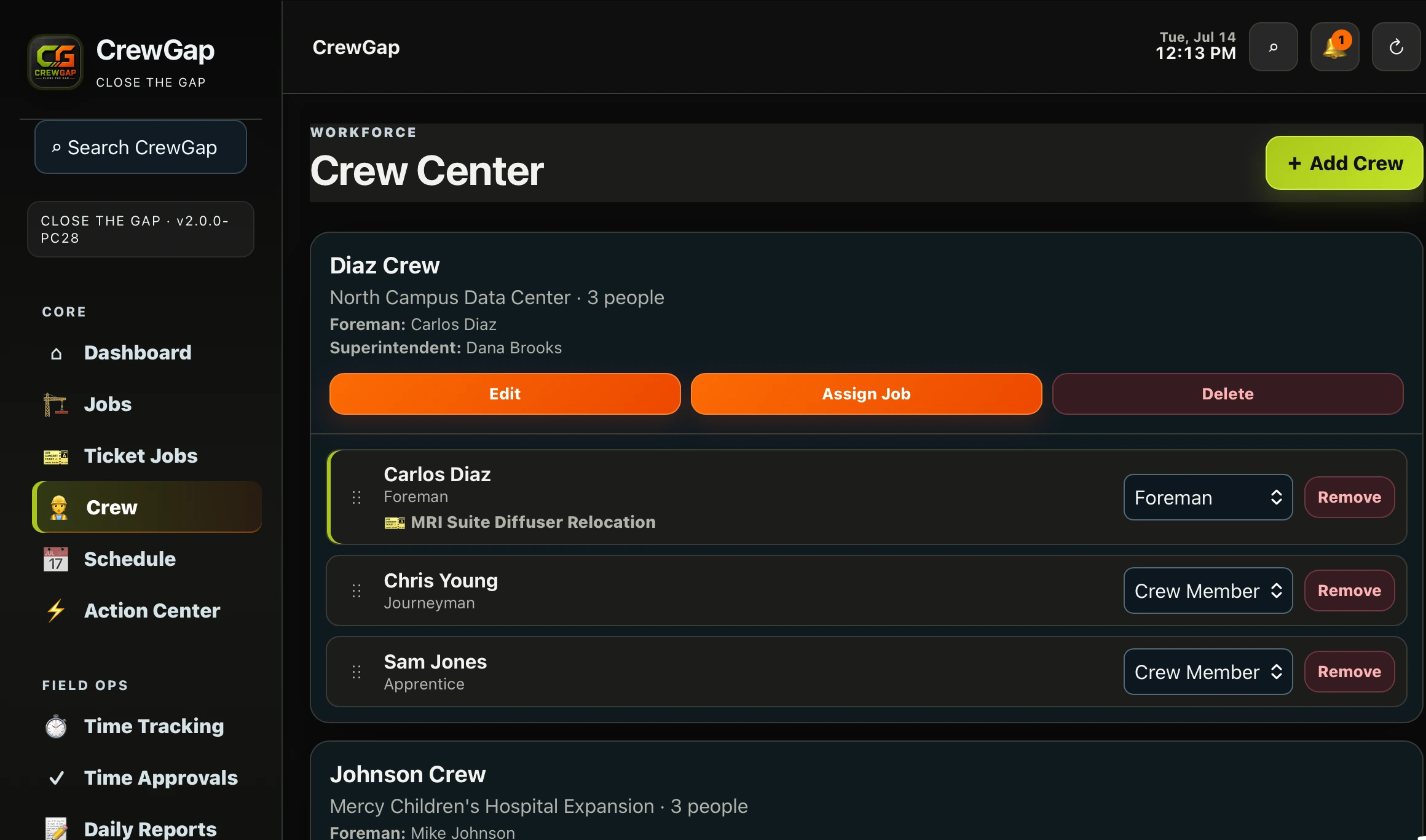 CrewGap crew center